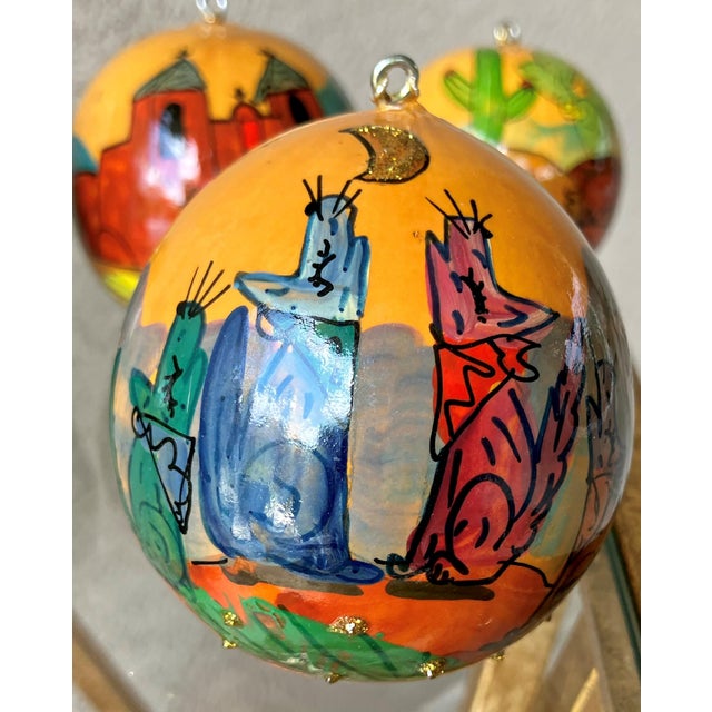 Set of 5 Late 20th-Century Hand-Painted Gourd Hanging Ornaments, New Mexico For Sale - Image 15 of 18