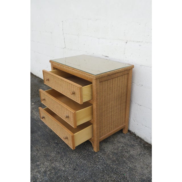 Lexington Hollywood Regency Woven Wicker Small Chest Large Nightstand 6135 For Sale - Image 12 of 14