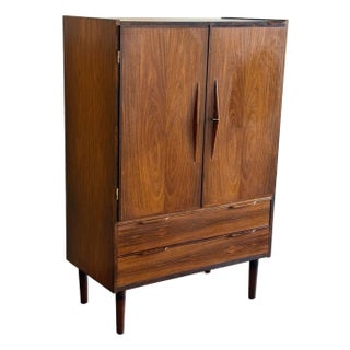Mid Century Danish Teak Cabinet – Vintage Scandinavian Bar Cabinet – Tall Storage With Drawers 1960s For Sale