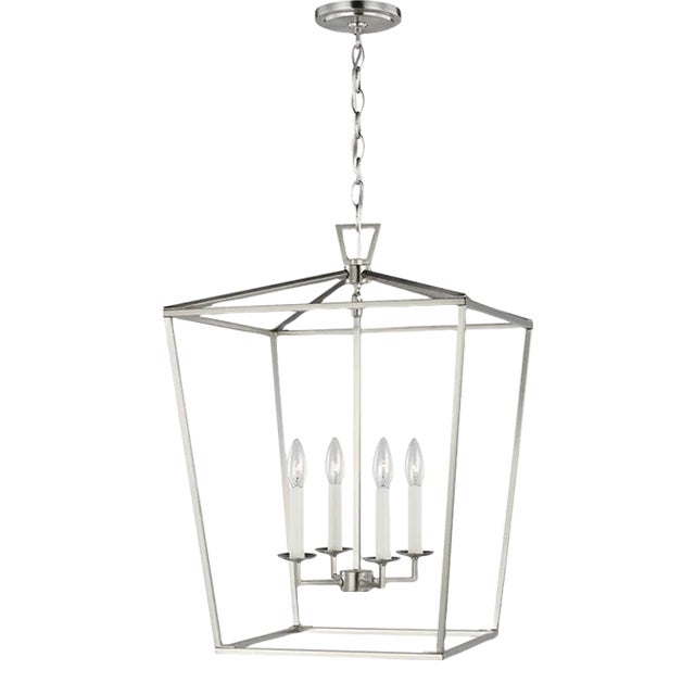 Chapman & Myers By Visual Comfort Studio Dianna 4-Light Medium Pendant in Brushed Nickel For Sale