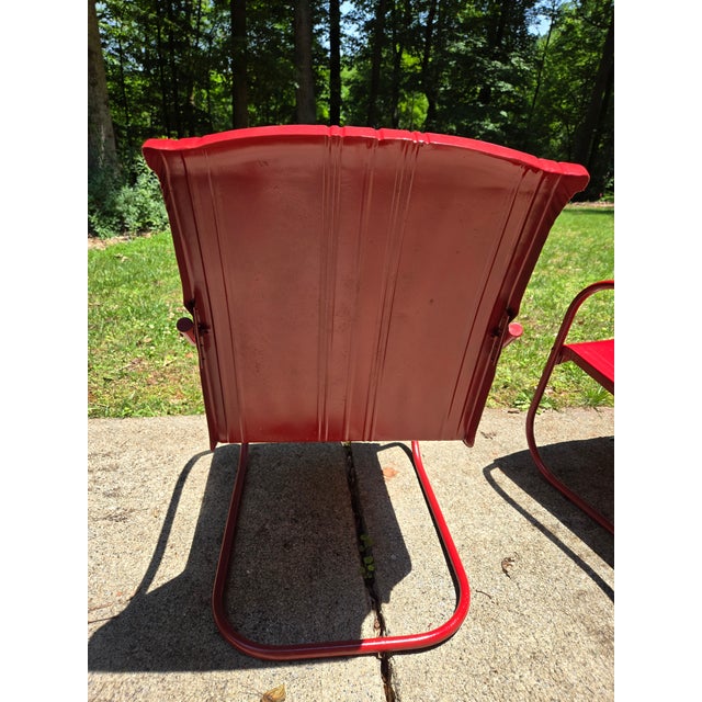 Vintage Red Steel Patio/Garden Rocker Chairs, a Pair For Sale - Image 9 of 11