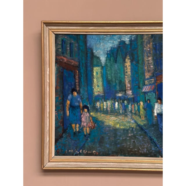 Olle Larsson, City Street at Night, 1964, Oil on Canvas For Sale - Image 17 of 18