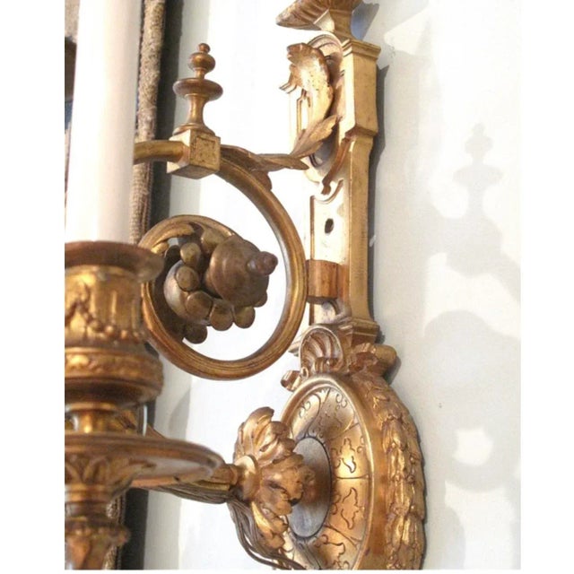 Late 19th Century 19th Century Antique French Régence Style Gilt Bronze Sconces - A Pair For Sale - Image 5 of 12