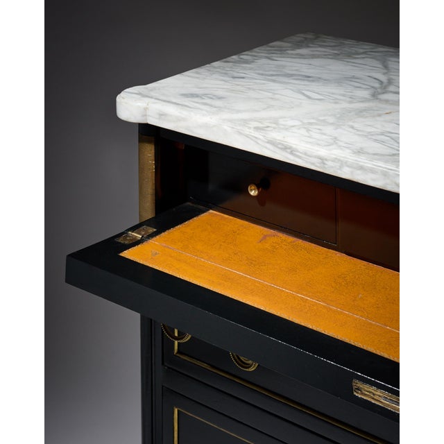 Wood Louis XVI-Style Ebonized Secrétaire Commode For Sale - Image 7 of 9