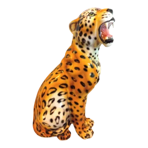 1990s Large Glass/Ceramic Sculpture of African Leopard