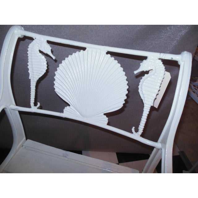 American Bistro Set, Cast Iron Table and Chairs With Shell & Sea Horses For Sale - Image 3 of 10