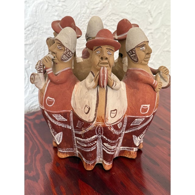 Vintage Peruvian Quinua Style Terracotta Folk Art Sculpture of Andean Musicians For Sale - Image 9 of 9