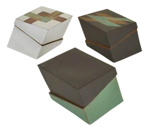 Sage Green, Black & White Studio Pottery Boxes, Set of 3