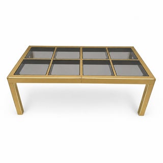 Mastercraft Brass Dining Table With Bronze Tinted Glass Tops Mid-Century Modern For Sale