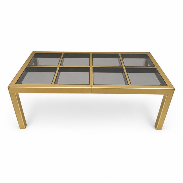 Mastercraft Brass Dining Table With Bronze Tinted Glass Tops Mid-Century Modern For Sale