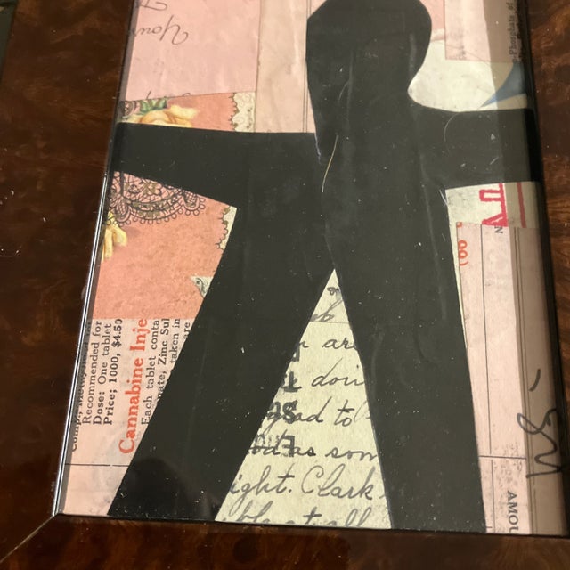 Abstract Contemporary Original Wayne Cunningham Small Abstract Collage Tabletop Frame Signed For Sale - Image 3 of 4