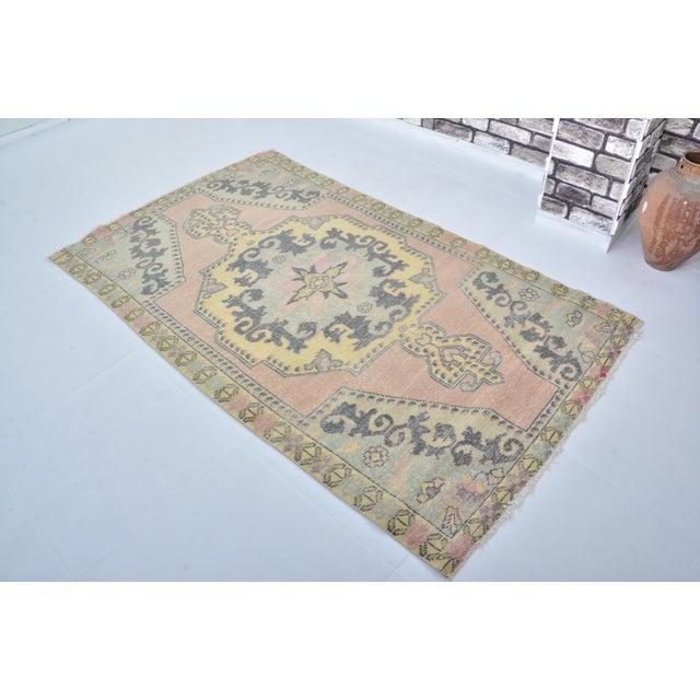 Turkish Vintage Handknotted Floor Rug For Sale - Image 3 of 10