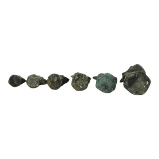 Vintage Six Graduated Opium Weights - Antique Asian - Burma - Bronze - Hintha Bird Duck For Sale
