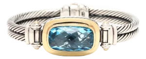 David Yurman Large Blue Topaz Bangle Bracelet, Sterling Silver & 18k Yellow Gold