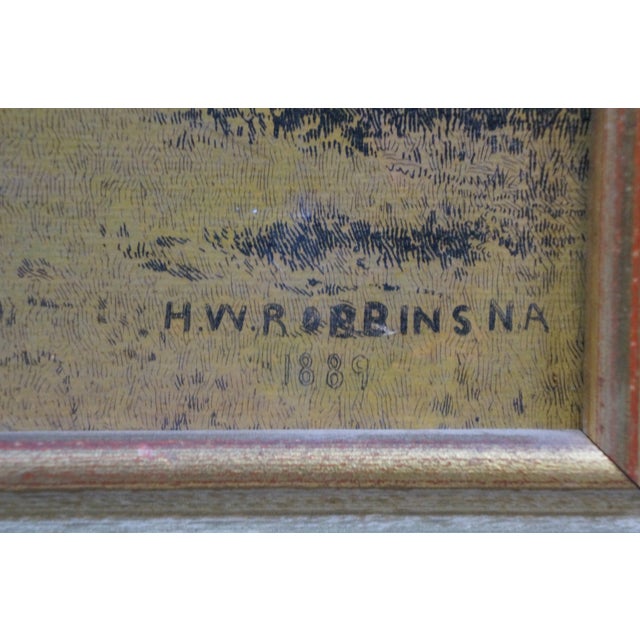 Late 19th Century Antique Hw Robbins Where Noble Elms Abound Cows Farmhouse Road Etching 34" For Sale - Image 5 of 15