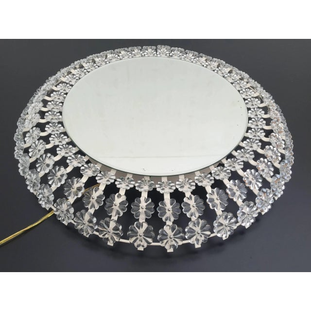 Metal Floral Glass Backlit Illuminated Mirror Attributed to Emil Stejnar for Nikoll For Sale - Image 7 of 10