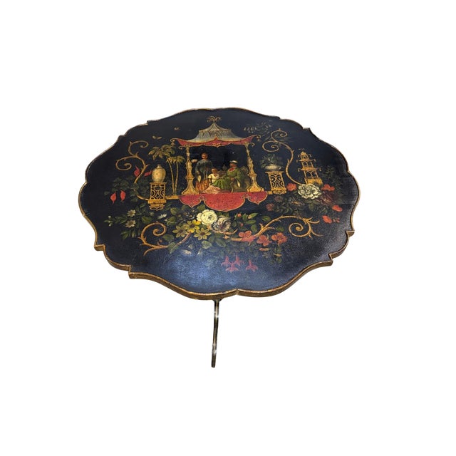 19th Century English Chinoiserie Lacquered Tilt-Top Tea Table For Sale - Image 4 of 5