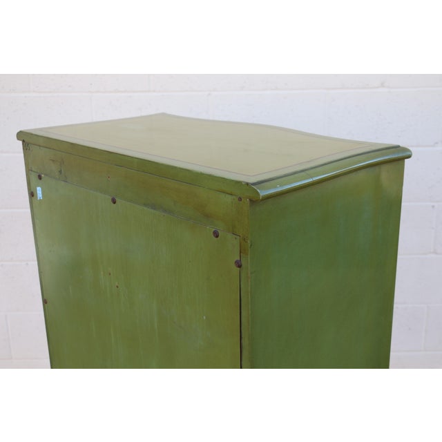 1950s French Provincial Hand-Painted Green Tall Chest of Drawers For Sale - Image 17 of 18