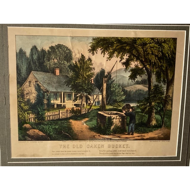 Late 19th Century Americana Original Hand Colored 1872 Lithographs From Currier & Ives the Old Oaken Bucket For Sale - Image 5 of 10