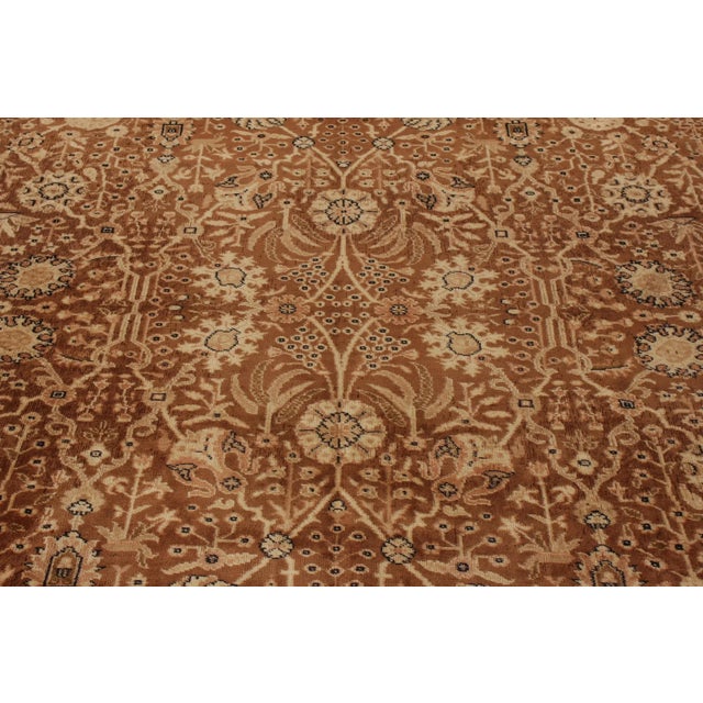 Hand-Knotted Antique Samarkand Rug in an All Over Brown, Beige, Black Floral Pattern For Sale - Image 4 of 7