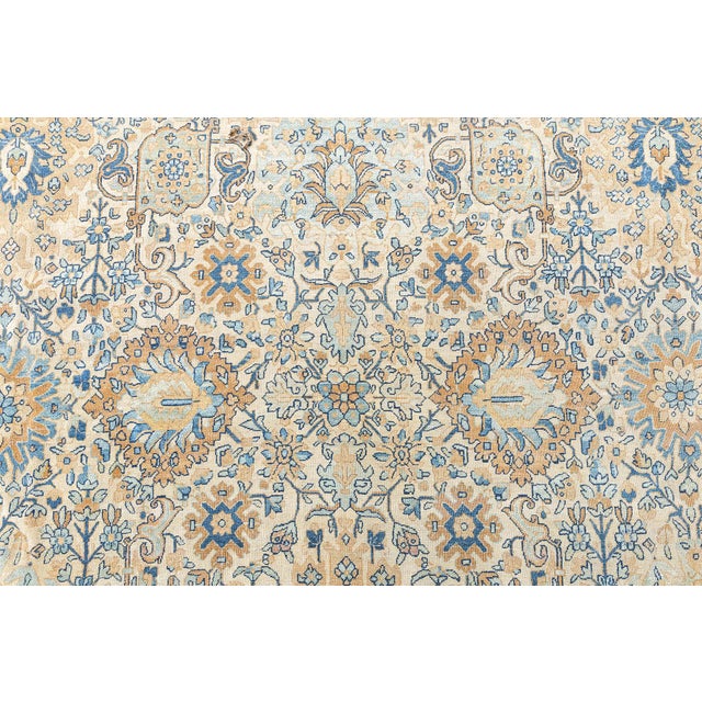 Persian Antique Persian Kirman Yellow Handmade Wool Rug For Sale - Image 3 of 10