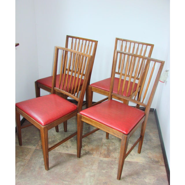Wood Vintage Chairs in Oak and Eco-Leather, 1960s, Set of 4 For Sale - Image 7 of 9