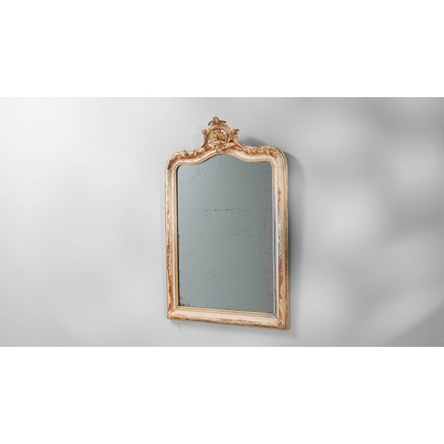 19th Century French Wood White Patinated Mirror For Sale - Image 11 of 18