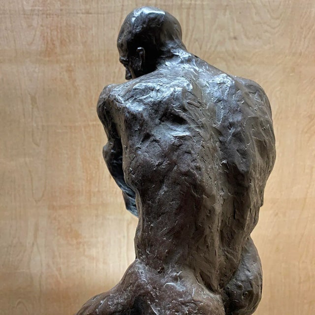 French Mid 20th Century Bronze Figure Seated Studio Sculpture For Sale - Image 9 of 15