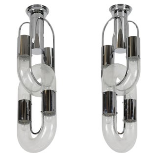 Chrome Chandeliers by Aldo Nason for Mazzega, 1970s For Sale