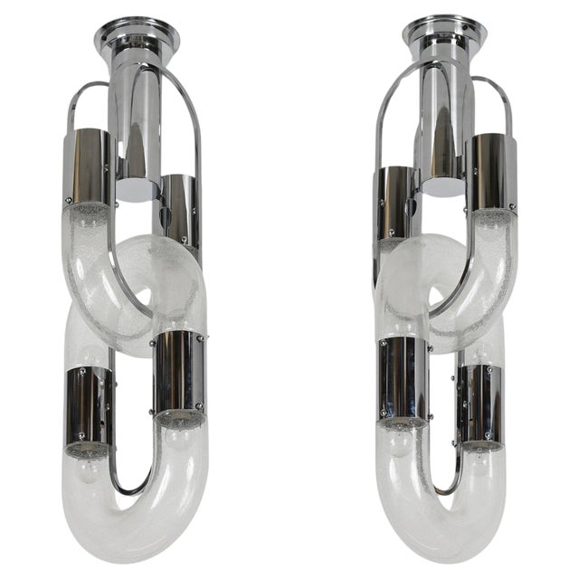 Chrome Chandeliers by Aldo Nason for Mazzega, 1970s For Sale