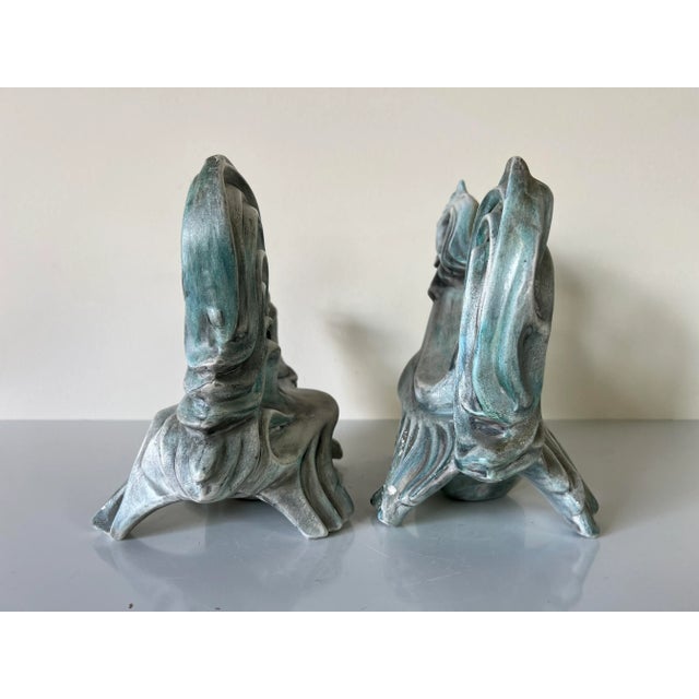 Gray 1960's Jodie Art Pottery Roosters Sculptures - a Pair For Sale - Image 8 of 13