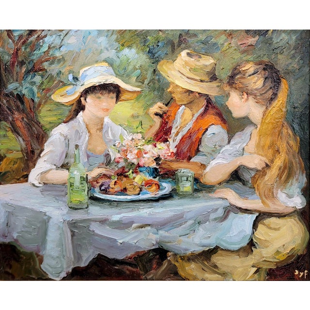 Impressionist Marcel Dyf -Claudine Having Lunch in the Countryside-Oil Painting For Sale - Image 3 of 9