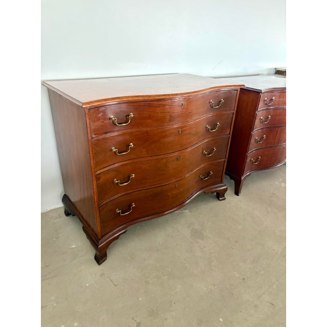 Matched Pair of Georgian Oxbow Front Chests, Mahogany, One Signed Joseph Rawson of Providence, Circa 1790-1810 For Sale - Image 11 of 12