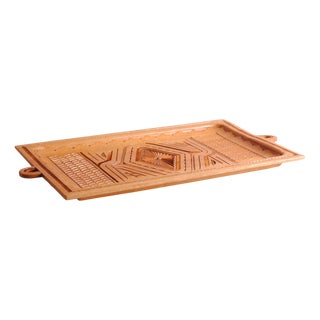 Carved Wooden Serving Tray, 1970s For Sale