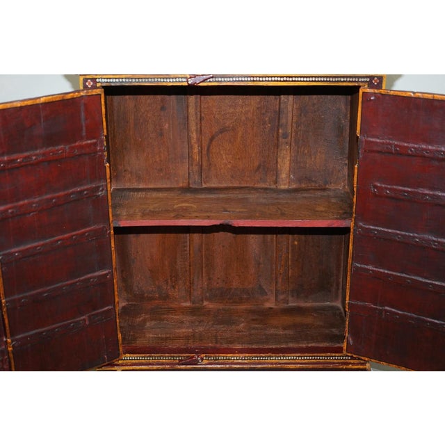 Oriental Hand Painted Side Cupboard or Bookcase with Metal Strap Work, 1900s For Sale - Image 16 of 17