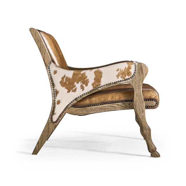 Rustic Western Leather & Hide Accent Chair For Sale - Image 9 of 9