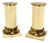 Pair Brass and White Beige Lacquered Wood Round Pedestals Table Bases Stands For Sale