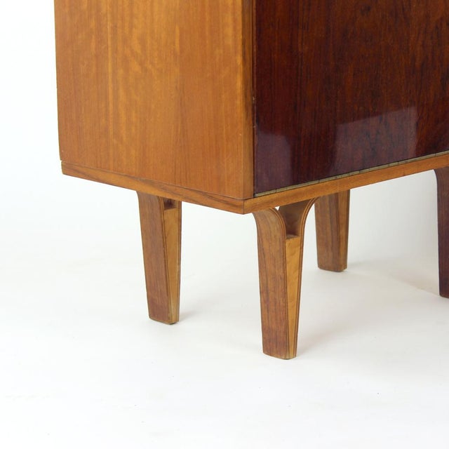 Mid-Century Bedside Tables in Walnut and Black Glass, Former Czechoslovakia, 1960s, Set of 2 For Sale - Image 11 of 16