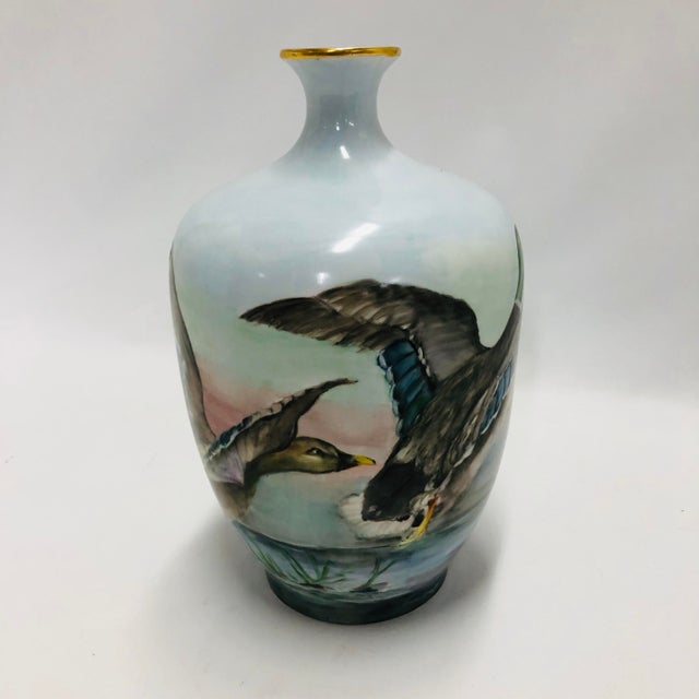 Antique Large Artist Signed Limoges Porcelain Vase For Sale - Image 4 of 7