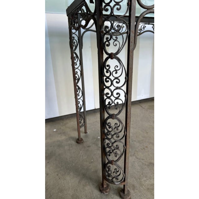 Metal Early 20th Century Glass Top Iron Table For Sale - Image 7 of 10