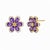 Flower Earrings Studs With Amethyst and Citrines, Silver, Gold, Pair For Sale - Image 4 of 7