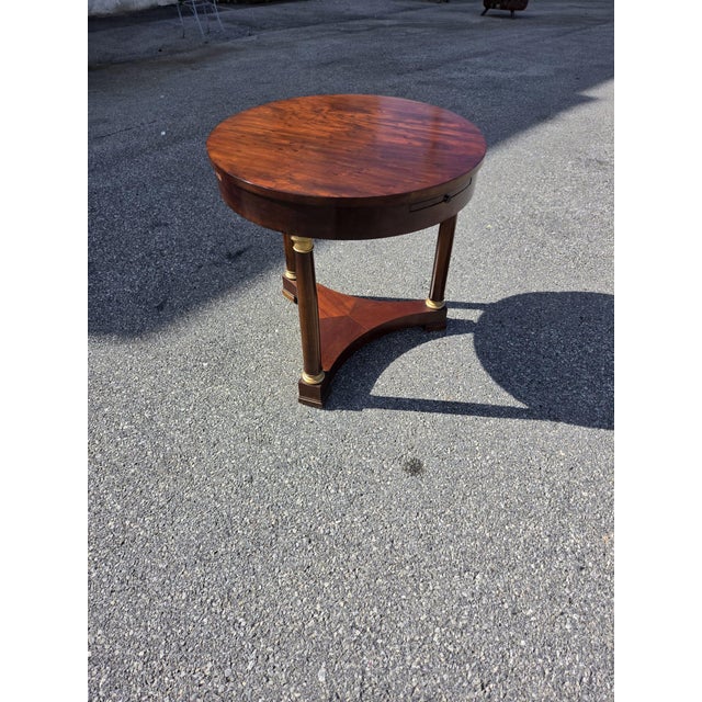 21st Century French Empire Plum Mahogany Round Table. For Sale - Image 13 of 16