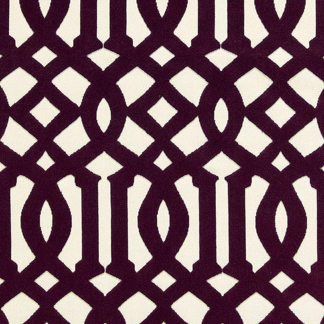 Sample - Schumacher Imperial Trellis Velvet Fabric in Byzantine For Sale