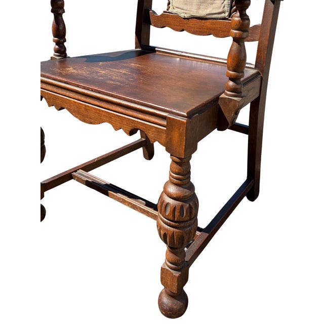 Early 20th Century Jacobean Revival Carved Oak Dining Chairs – Set of 6 For Sale In Charlotte - Image 6 of 11