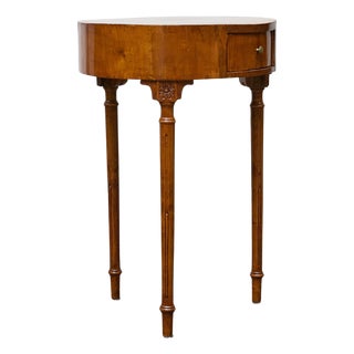 French Louis XVI Walnut Side Table with Single Drawer and Fluted Legs For Sale
