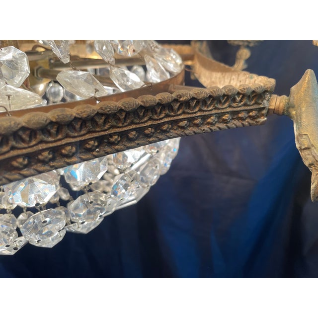 Vintage French Empire Styled Crystal Chandelier For Sale - Image 10 of 13