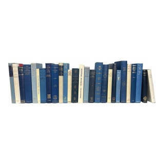 Decorative Books - Vintage Coastal Shores Books - Blue Books by the Foot For Sale