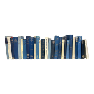 Decorative Books - Vintage Coastal Shores Books - Blue Books by the Foot