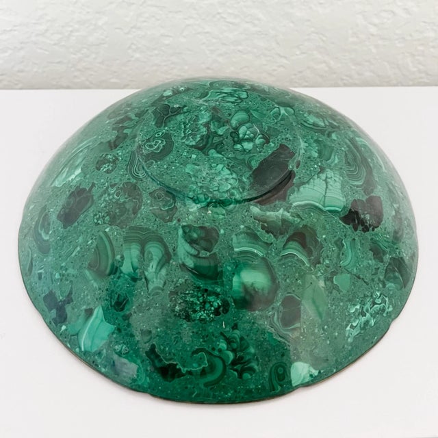 Green Malachite & Brass Bowl, 1970s For Sale - Image 8 of 9