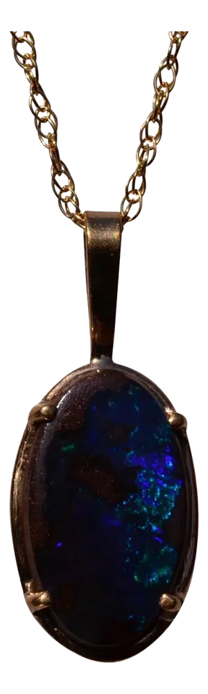 The 168th Street: Natural Australian Boulder Opal in Framed Yellow Gold Pendant